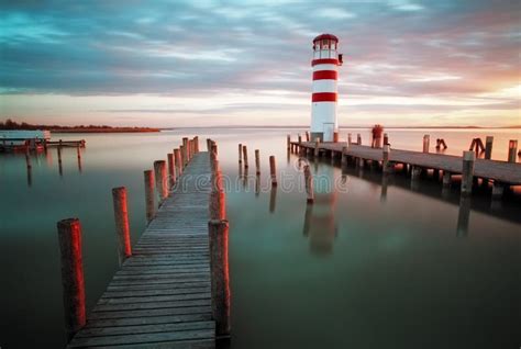 Landscape Ocean Sunset - Lighthouse Stock Photo - Image of building ...