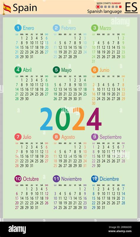 Calendrier De Poche Vertical Espagnol Pour Deux Mille Vingt