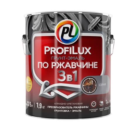 Грунт-эмаль Profilux, 3в1, по ржавчине, алкидно-уретановая, серая, 1.9 ...