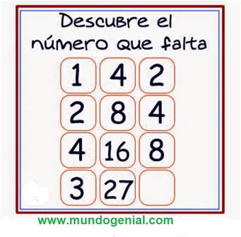 Descubre El Número Que Falta Mundo Genial De La Matemática