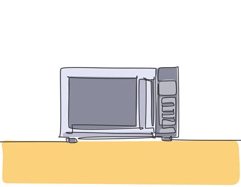 One Continuous Line Drawing Of Stove Microwave Oven Electric Home