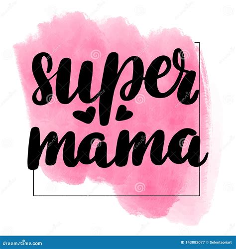 Super Mama Happy Mothers Day Lettering Cartoon Vector