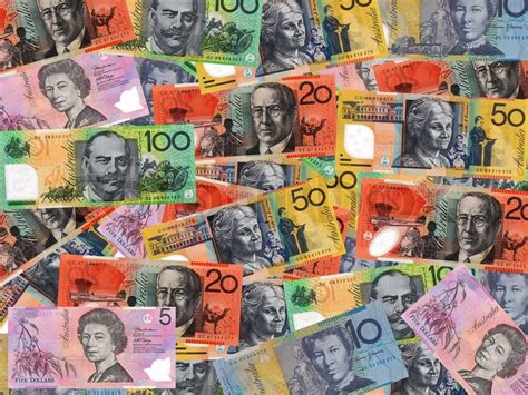 Australian Currency Isolated Against A White Background Stock Photo