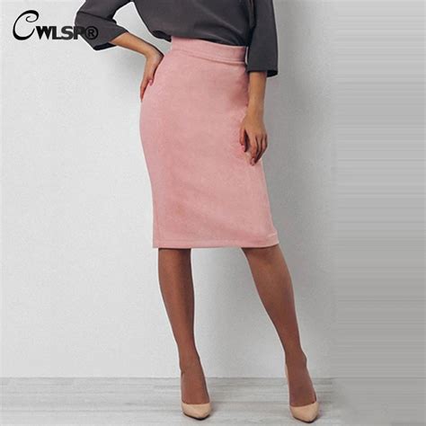 Aliexpress Buy CWLSP 2017 Autumn Winter Suede Pencil Skirts Women