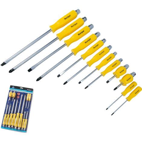 Bluespot Pc Magnetic Hex Bolster Slotted Pozi Flat Screwdriver Set