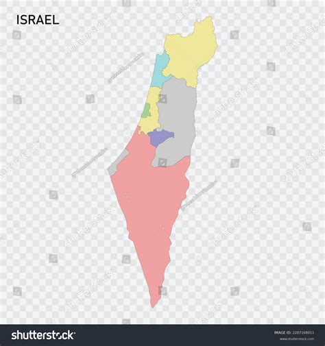 Isolated Colored Map Israel Borders Regions Stock Vector (Royalty Free ...