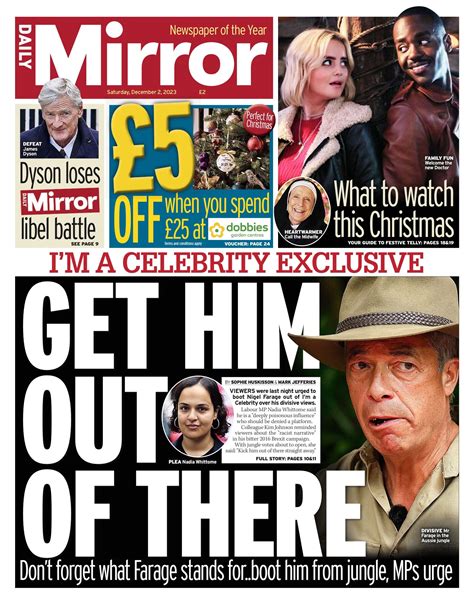 Daily Mirror Front Page 2nd Of December 2023 Tomorrows Papers Today