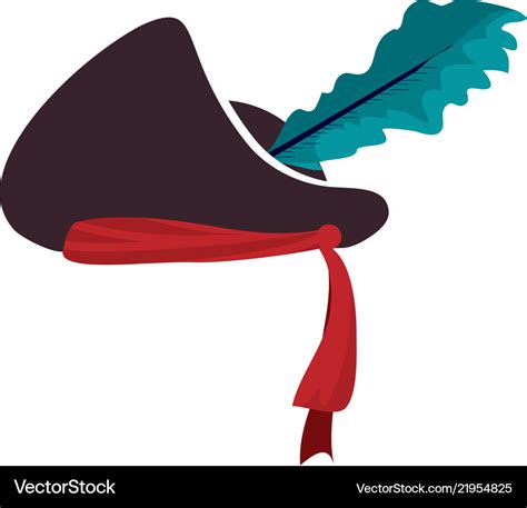 Hat pirate accessory with feather style Royalty Free Vector