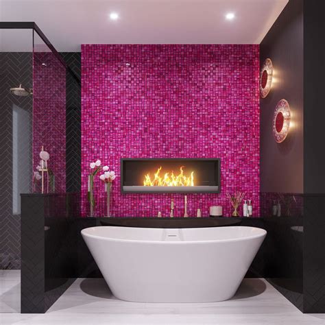 Pink Foil Glossy And Frosted Square Mosaic Tile Square Mosaic Tile