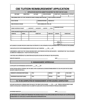 Fillable Online Cbs Tuition Reimbursement Application Fax Email Print