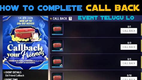 How To Complete Call Back Event Free Fire In Telugu Freefire