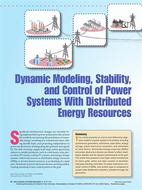 Dynamic Modeling Stability And Control Of Power Systems With