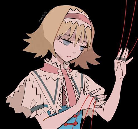 The Big ImageBoard TBIB 1girl Alice Margatroid Artist Name Bangs Black Background Blonde