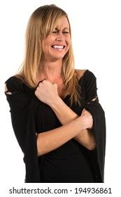 Pretty Petite Blonde Woman Black Long Stock Photo Shutterstock