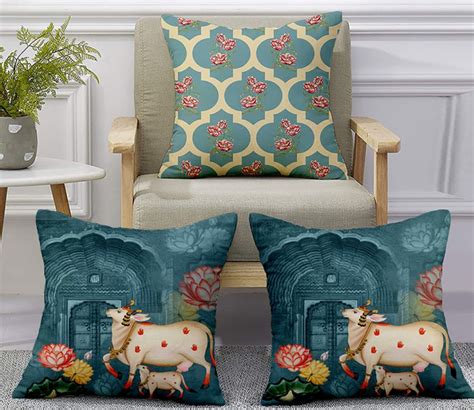 Buy Pichwai With Dwar16 X16 Cushion Cover Set Of 5 At 31 OFF Online