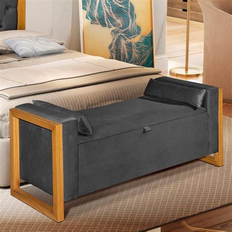 Recamier Divã Baú Para Cama Casal 1 40 Imperial Corino Preto LH