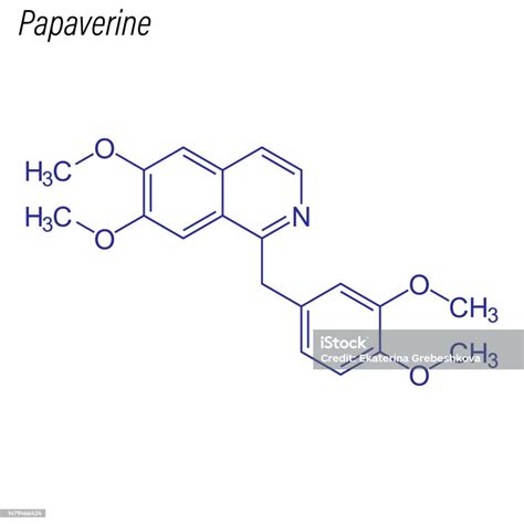 skeletal formula  papaverine drug chemical molecule istock
