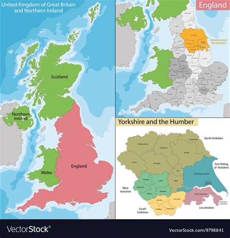 Map of yorkshire and the humber Royalty Free Vector Image