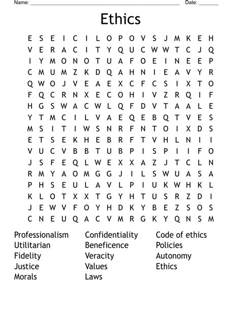 Work Ethics Word Search Infoupdate Org