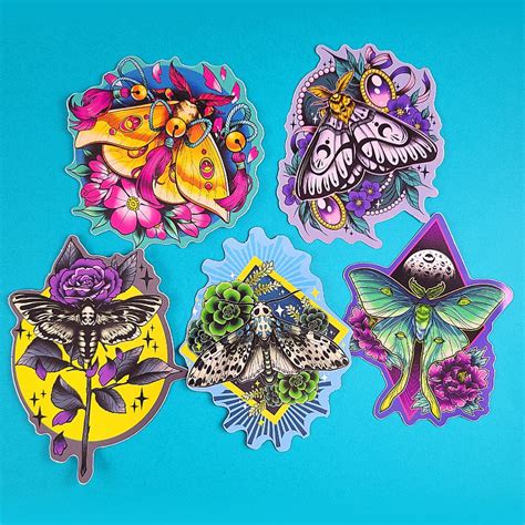 Moths Matte Vinyl Sticker Sticker Set Etsy