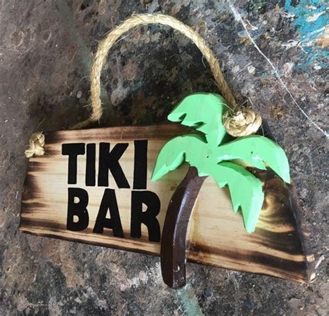 Solid Wood Tiki Bar Wall Decor Sign With 3d Palm Tree Wall Art Etsy