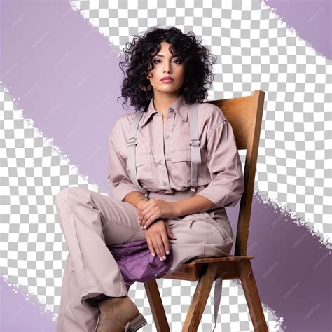 Premium PSD | A resentful young adult woman with curly hair from the