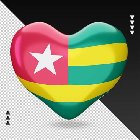 Premium Psd Love Togo Flag Hearth D Rendering Front View