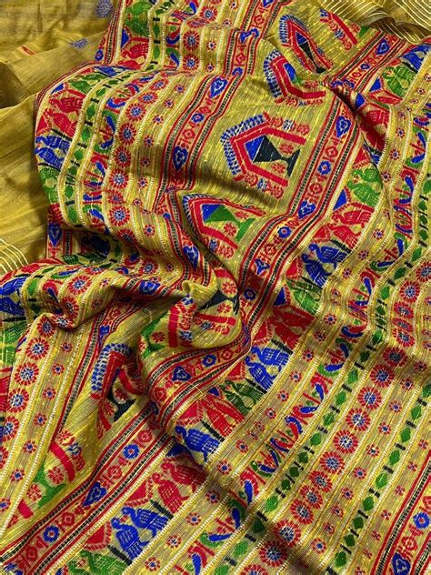 Exclusive Pure Handloom Kutch Work Sarees With Allover Thread Etsy