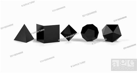 3D Platonische Körper der heiligen Geometrie Schwarz glänzend Stock