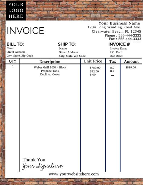 Plantilla De Brick Invoice Template Postermywall