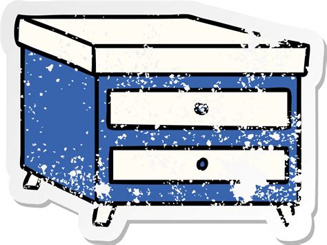 Distressed Sticker Cartoon Doodle Of A Bedside Table Vector