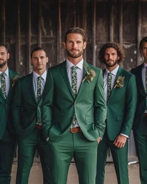 Men S Premium Suit Green 2 Piece Suit Wedding Clothes Groom