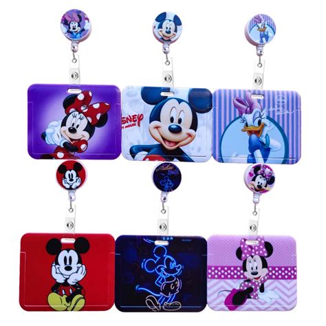 Disney Mickey Minnie Posiadacz Karty Chowany Odznaka Reel Klip Poziome