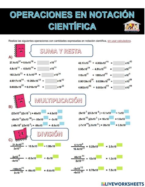 Operaciones En Notaci N Cient Fica Interactive Worksheet Notacion