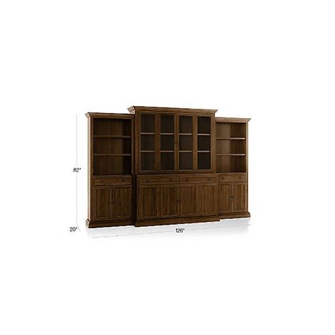 Cameo Dama 4 Piece Glass And Wood Door Wall Unit With Storage Bookcase