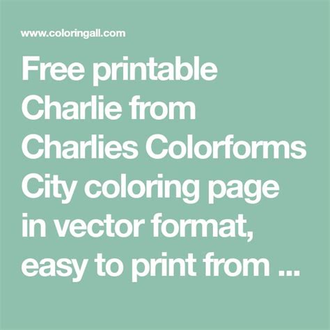 Free printable Charlie from Charlies Colorforms City coloring page in ...