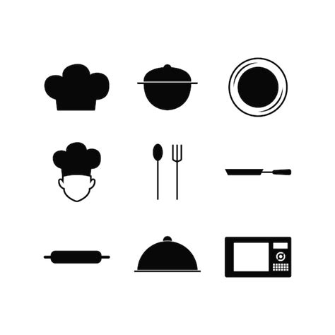 Kochen symbol vektor silhouette essen küche restaurant Premium Vektor