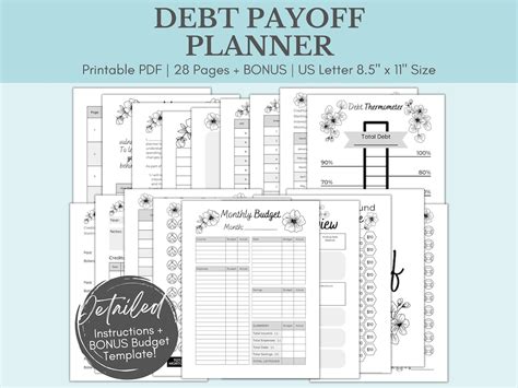 Debt Payoff Planner Debt Payoff Tracker Printable PDF Instant Digital Download Debt Payoff ...