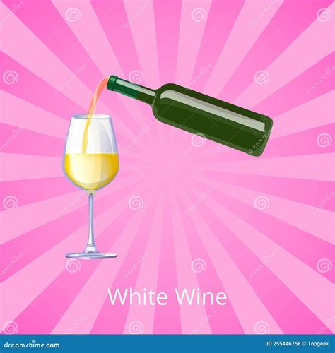 White Wine Poster With Bottle Wines Glass Vector Stock Illustration