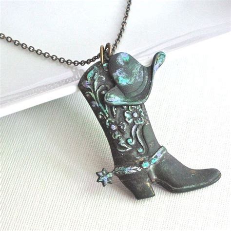 Cowgirl Necklace Boot Hat Western Texas Jewelry By Mcstoneworks Cowgirl