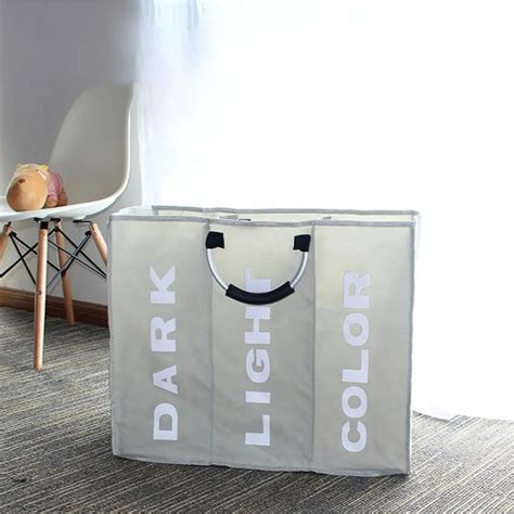 Laundry basket - foldable with handle - black, grey or light grey ...