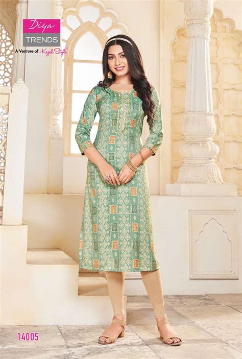 Diya Trends Garden City Vol Rayon With Foil Print Kurti Collection