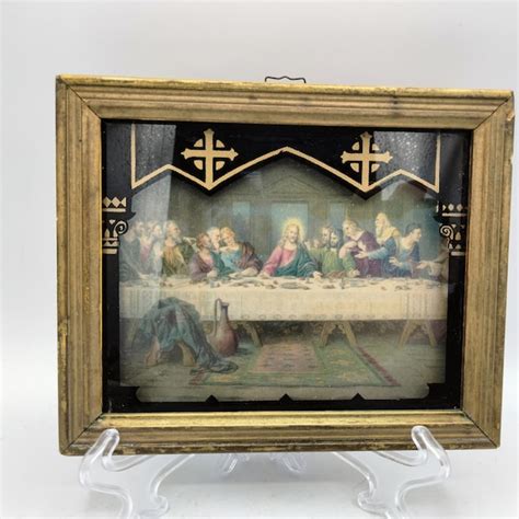 Antique Framed Last Supper Etsy