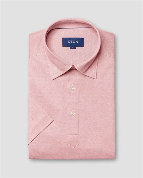 Pink Oxford Piqué Polo Shirt Short Sleeve Eton