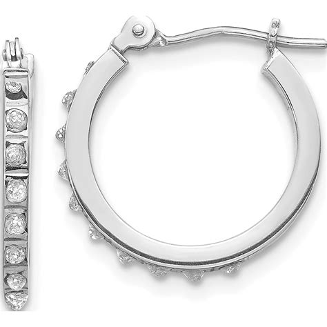 14K White Gold Diamond Fascination Hinged Hoop Earrings 15 X 1 Made