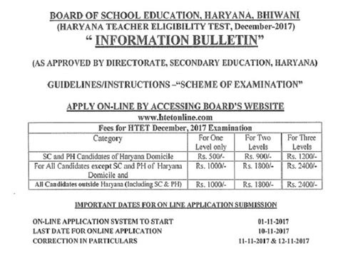 HTET 2017 Registrations Begin Today Nov 1 Check Eligibility Dates