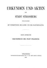 Urkunden Und Akten Der Stadt Strassburg Bd Urkunden Und Stadtrechte