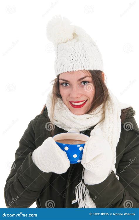 Portrait Winter Girl With Hot Chocolate Stock Photo Image Of Season Enjoy 50310936