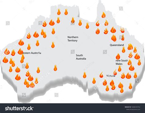 Australia Bush Fire Map Southern Australia Stock Vector (Royalty Free ...