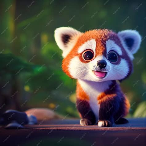 Premium Photo Cute Baby Red Panda Or Lesser Panda Character 3d